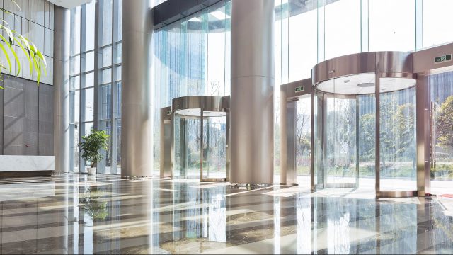 Quality janitorial services create attractive commercial building lobbies and entrances